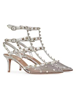 Rockstud Mesh Pumps with Crystals and Straps 65MM