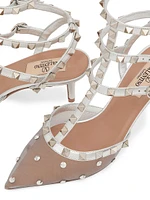 Rockstud Mesh Pumps with Crystals and Straps 65MM