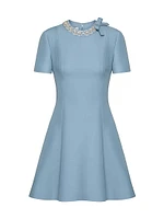 Embroidered Crepe Couture Short Dress