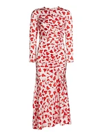 Leaf Silk Ruched Dress
