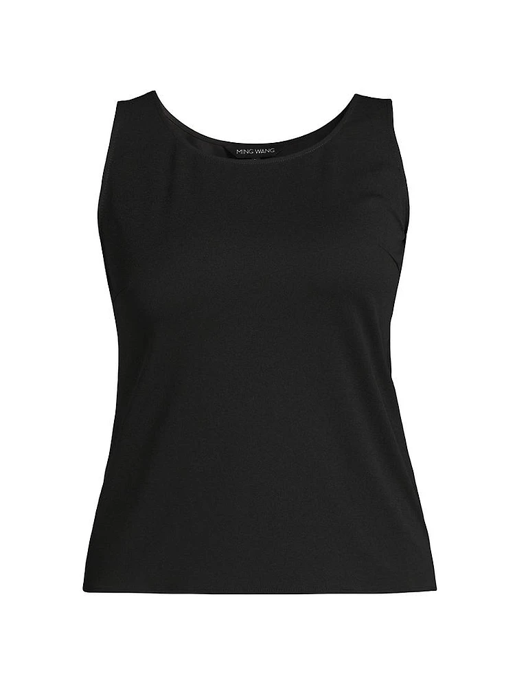 Plus Stretch Crepe Scoopneck Tank Top