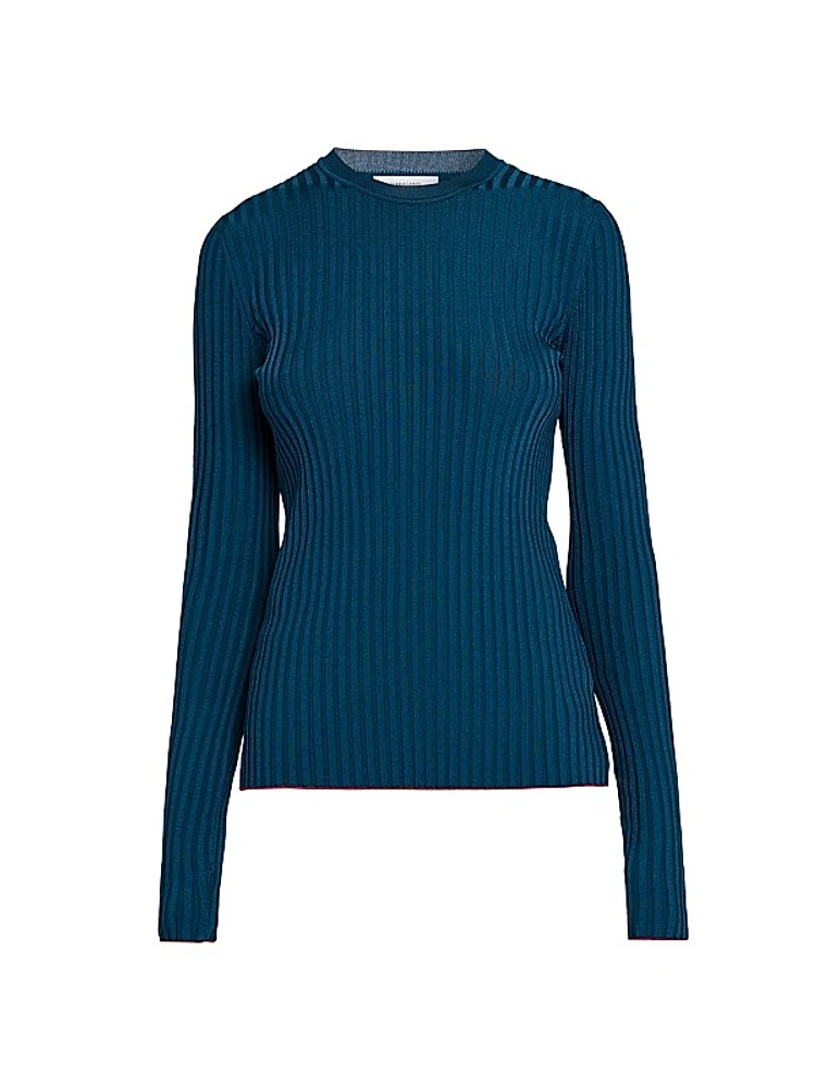Rib-Knit Crewneck Sweater