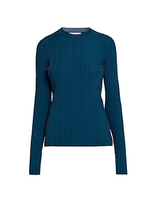 Rib-Knit Crewneck Sweater