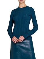 Rib-Knit Crewneck Sweater