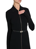 Wool-Blend Leather Belt Minidress