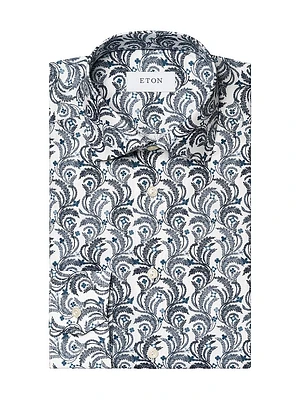 Slim-Fit Floral Cotton Button-Front Shirt