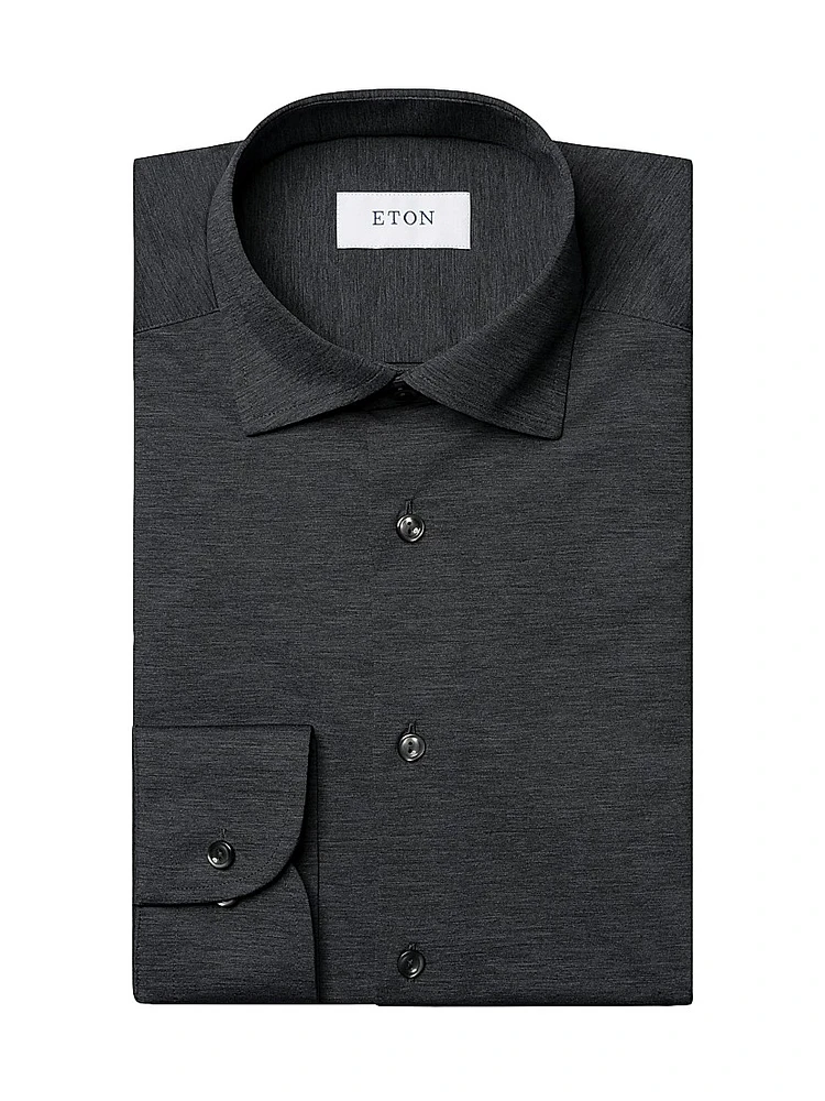 Slim-Fit Stretch-Knit Button-Up Shirt
