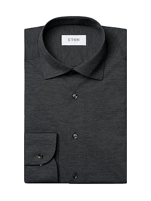 Slim-Fit Stretch-Knit Button-Up Shirt