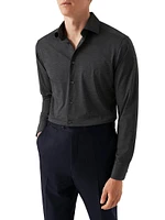 Slim-Fit Stretch-Knit Button-Up Shirt
