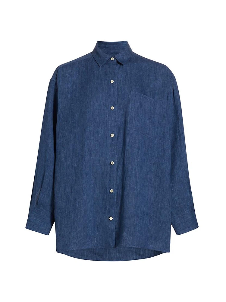 Relaxed Silk Oversized Button-Up Shirt