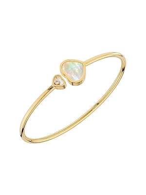 Happy Hearts 18K Yellow Gold, 0.05 TCW Diamond & Mother-Of-Pearl Cuff