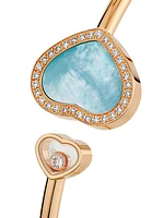 Happy Hearts 18K Rose Gold, 0.19 TCW & Turquoise Mother-Of-Pearl Cuff