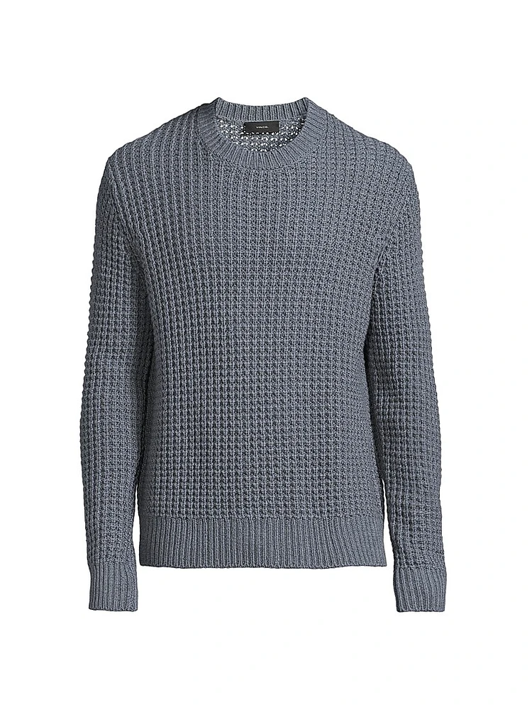 Macro Waffle Knit Crewneck Sweater