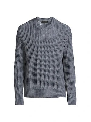 Macro Waffle Knit Crewneck Sweater