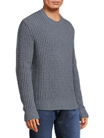 Macro Waffle Knit Crewneck Sweater