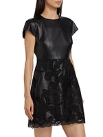 Demi Vegan-Leather Cap-Sleeve Minidress
