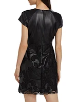 Demi Vegan-Leather Cap-Sleeve Minidress
