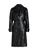 Katija Faux-Leather Single-Breasted Trench Coat