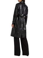 Katija Faux-Leather Single-Breasted Trench Coat