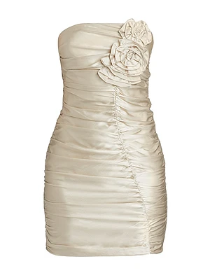 Tenley Floral-Appliquéd Silk Minidress