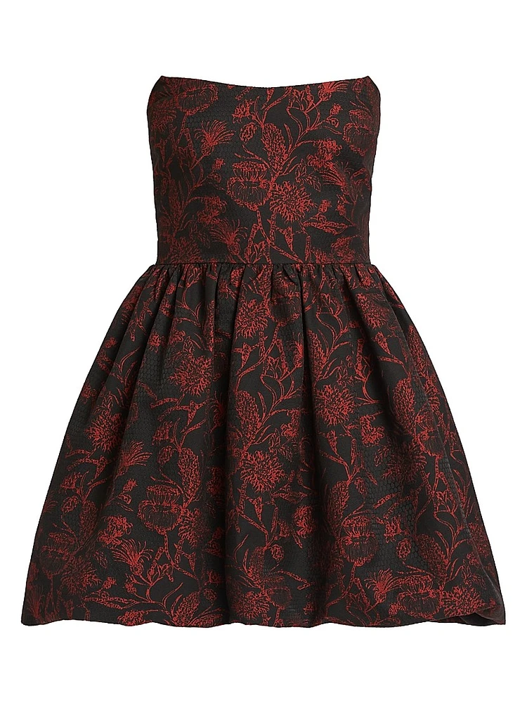 Addison Floral Bubble-Hem Minidress
