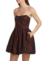 Addison Floral Bubble-Hem Minidress