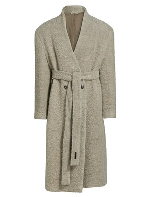 Lapelless Wool-Blend Coat