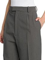 Pleated Stretch Wool-Blend Trouser