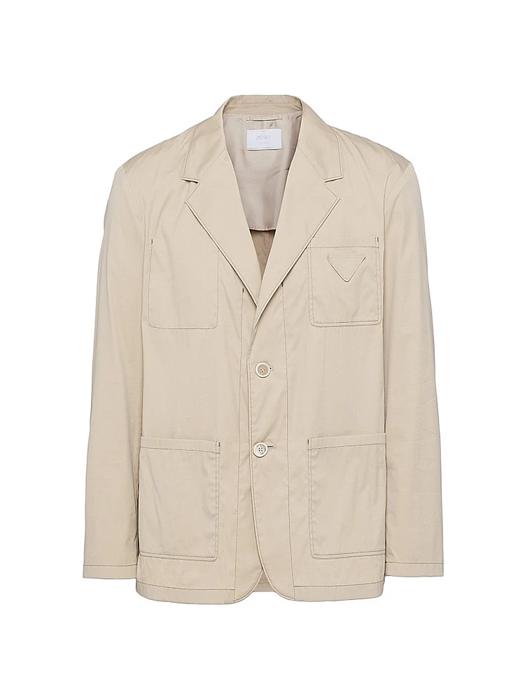 Single-Breasted Cotton Blend Jacket