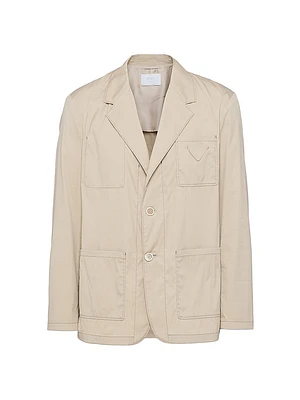 Single-Breasted Cotton Blend Jacket