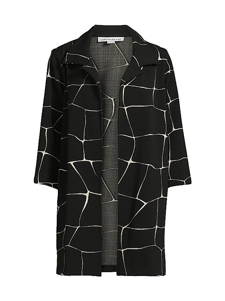 Graphic-Knit Open Jacket