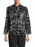 Melange Knit Zip-Up Jacket
