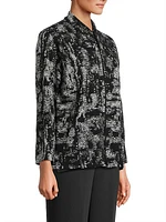 Melange Knit Zip-Up Jacket