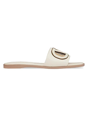 Vlogo Cut-Out Calfskin Slide Sandals