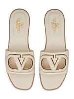 Vlogo Cut-Out Calfskin Slide Sandals
