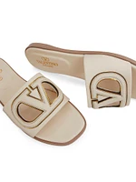 Vlogo Cut-Out Calfskin Slide Sandals