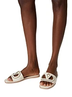 Vlogo Cut-Out Calfskin Slide Sandals