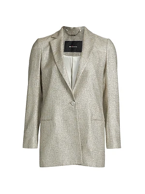 Metallic Tweed One-Button Blazer