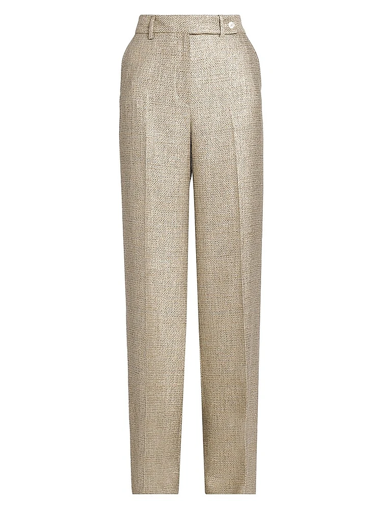 Metallic Tweed High-Rise Pants