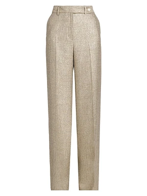 Metallic Tweed High-Rise Pants