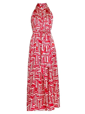 Printed Silk Sleeveless Midi-Dress