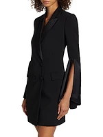 Double-Breasted Bell-Sleeve Tuxedo Minidress