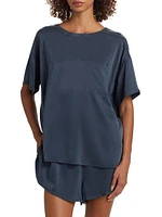 Washable Silk T-Shirt & Shorts Set
