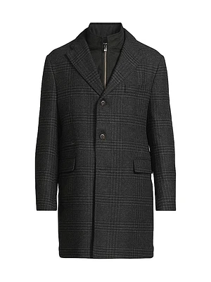 ID Glen Plaid Wool Coat