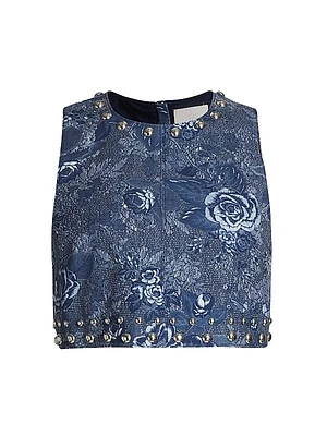 Maia Floral Jacquard Sleeveless Top