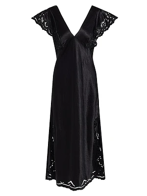 Mckenna Lace-Sleeve Midi-Dress