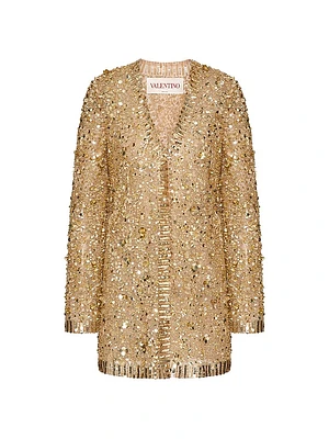 Embroidered Tulle Illusion Jacket