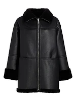 Ally Faux Leather & Fur Coat