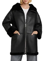 Ally Faux Leather & Fur Coat