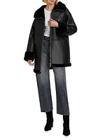 Ally Faux Leather & Fur Coat